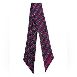 Coach Poppy Plaid Skinny Pony Scarf/Twilly